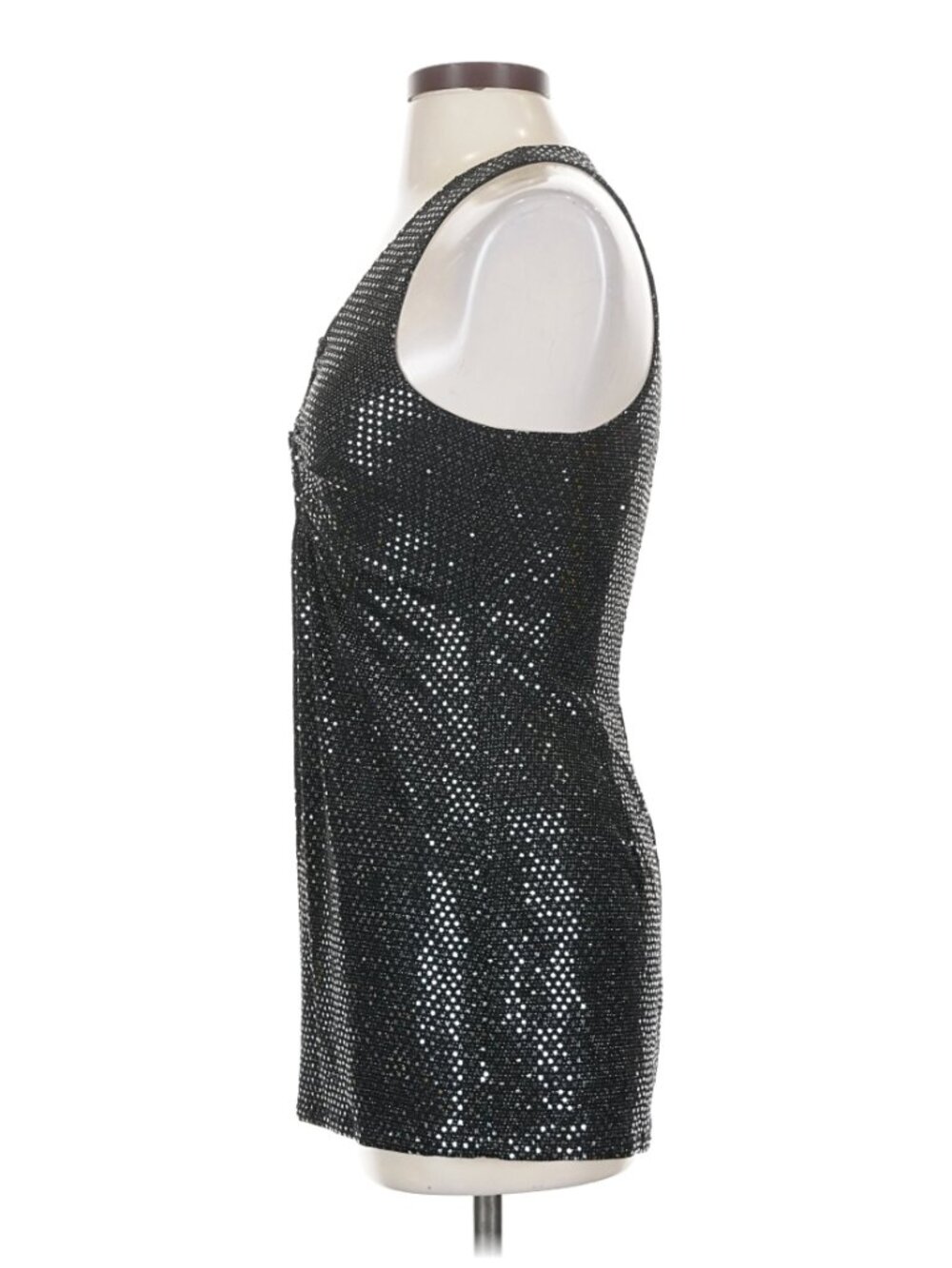 Adrianna Papell Black Sequined U-Wire Halter Tunic Top - Size 4 - Picture 8 of 10
